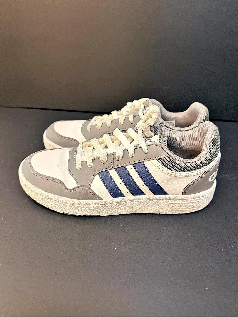 adidas Hoops 3.0 Unisex women Low Top Lace-Up Sneakers White/Gray/Blue 5.5